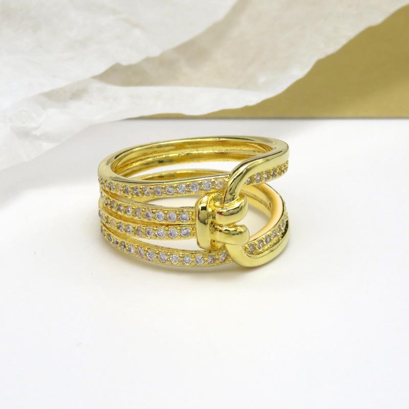 Lindon Classic Copper Alloy Zircon Ring Ladies Jewelry Wedding Promise Party Gift