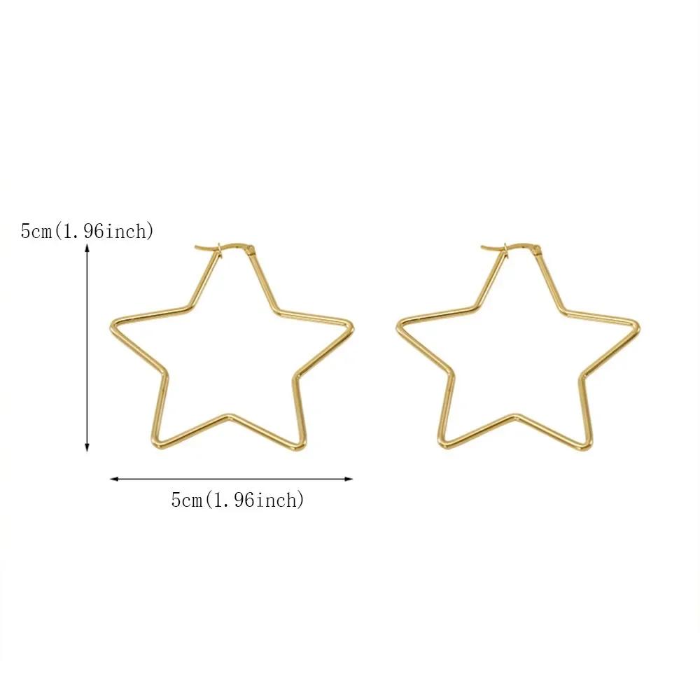 Pentagram Hoop Earrings for Women Exaggerated Punk Fashion Accessories Polished Five-Pointed Star Earrings Y2K Accessories