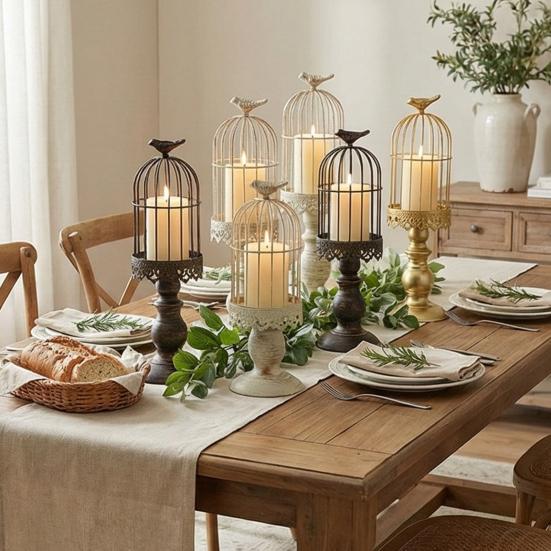 Yousheng Birdcage Candle Holder, Vintage Iron Candle Stick Holder, Decorative Wedding Candle Centerpiece for