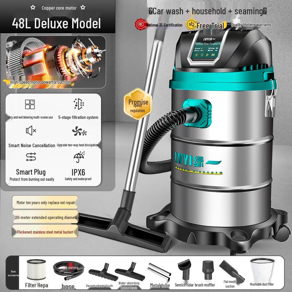 High-Power Industrial Vacuum Cleaner - Large Suction for Home, Auto, Carpet, and Seam Cleaning