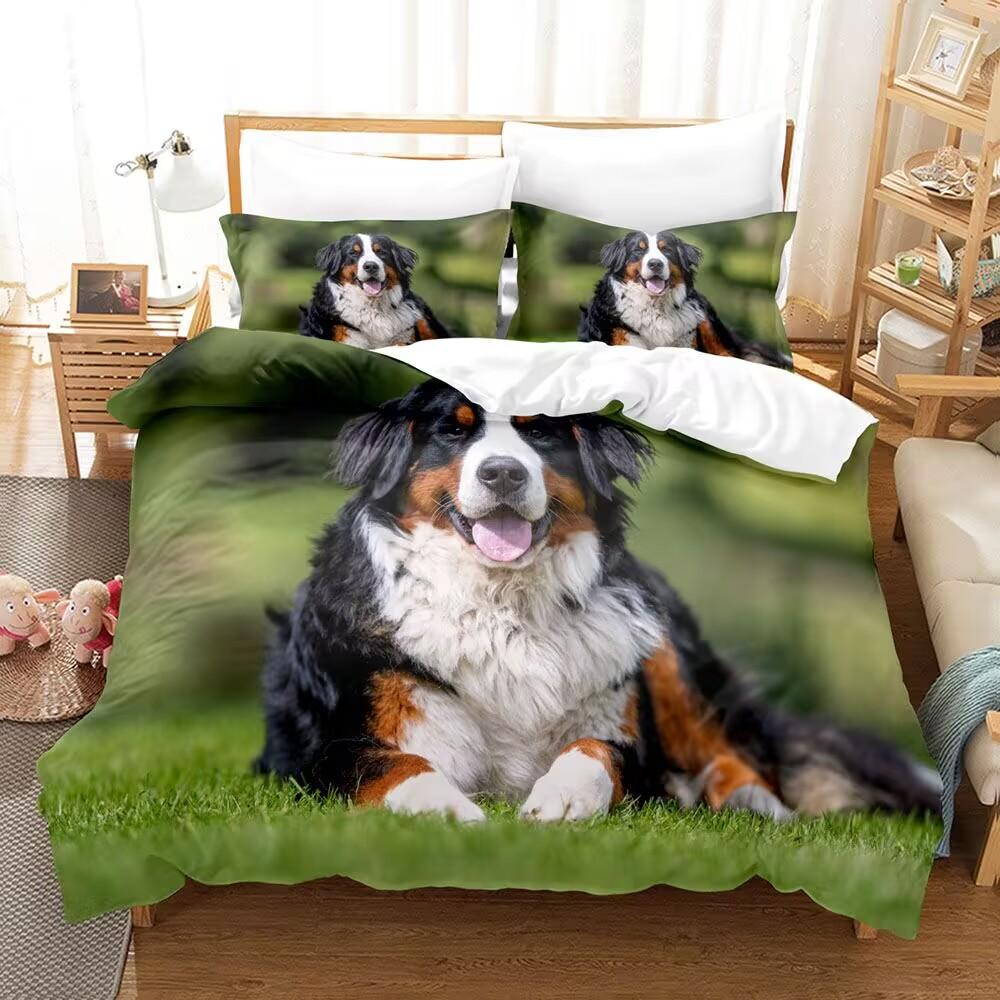 Cute Dog Cat 3D Print Bedding Set Comfortable Skin-Friendly Lovey Therapeutic Twin King Duvet Cover Set For Kids Boys Girls Gift