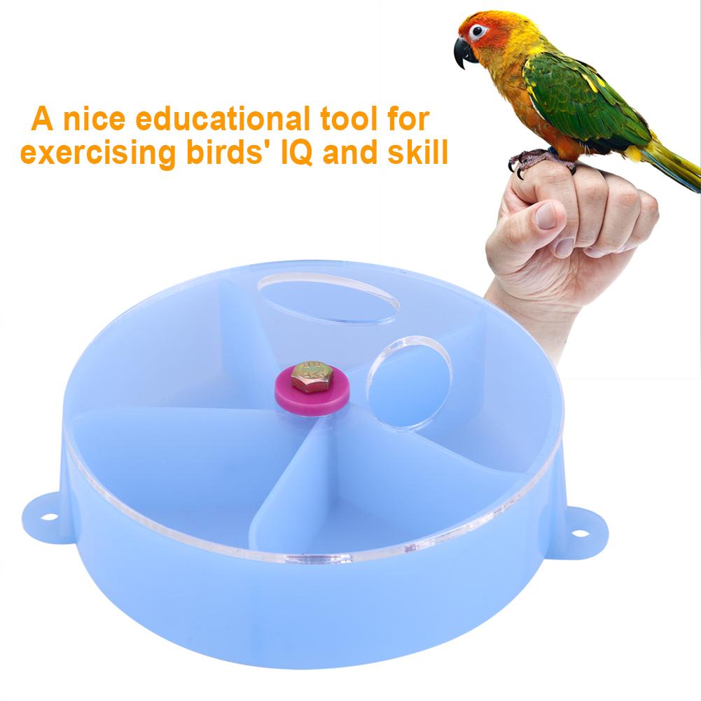 Bird Pet Foraging Feeder Food Wheel Feeding Storage Box Toy Purple
