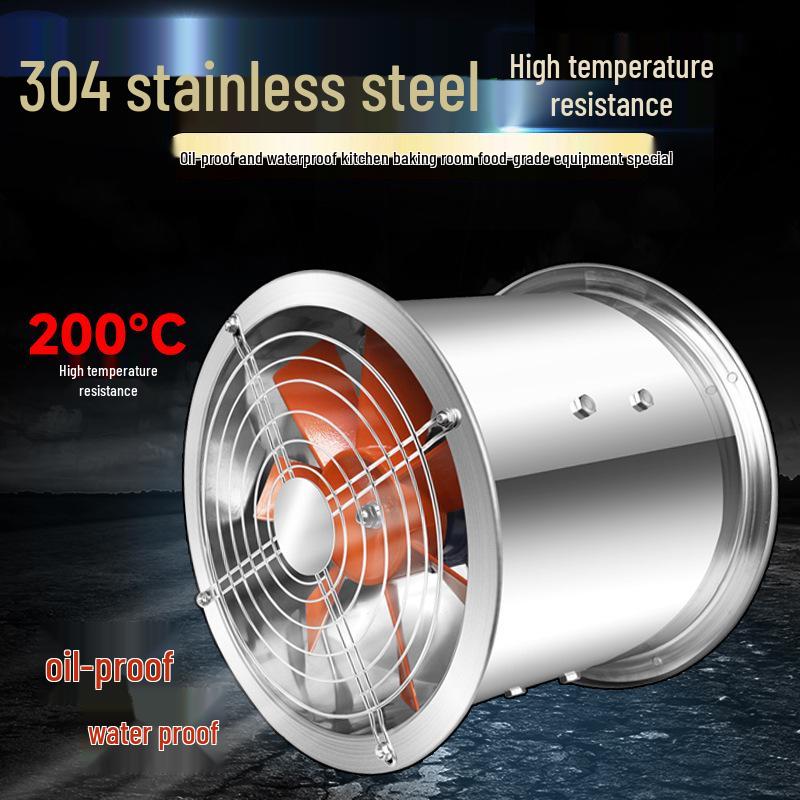 High Temp Resistant Stainless Steel Axial Fan, 220V/380V Silent Kitchen Exhaust & Industrial Duct Fan