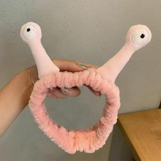 Snail Plush Alien Eye Headband & Hair Tie for Makeup and Face Wash