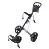 3 Wheel Folding Push Cart Portable Scorecard Holder Sports Bag Push Cart with Foot Brake Adjustable Buckle for Ball Tee