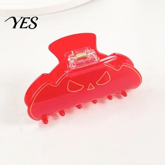 Halloween Themed Hair Clip High Elasticity Spring Claw, Translucent Jelly Texture Shark Clip, Claw for Women Pumpkin-Bat Design Back Head Daily