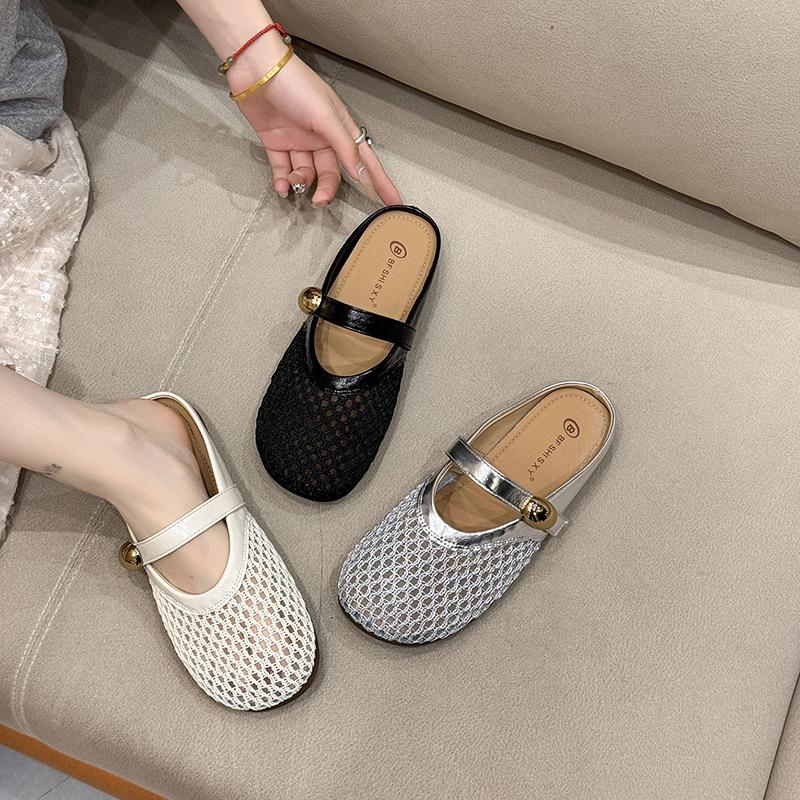 Fashion Women's Slippers Summer Hollow Breathable Half Slippers Fashion Lightweight Comfortable Casual Slip on Flat Bottom Mules Slides