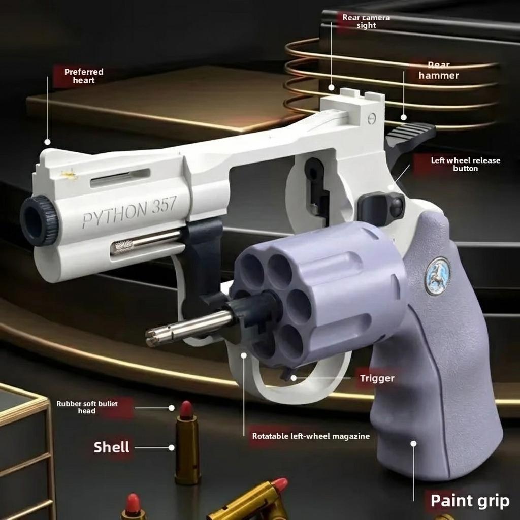 New Magnum Zp-5 357 Long Alloy Revolver Soft Bullet Can Be Fired Pistol Boy Simulation Toy Repeating Pistol Children's gifts