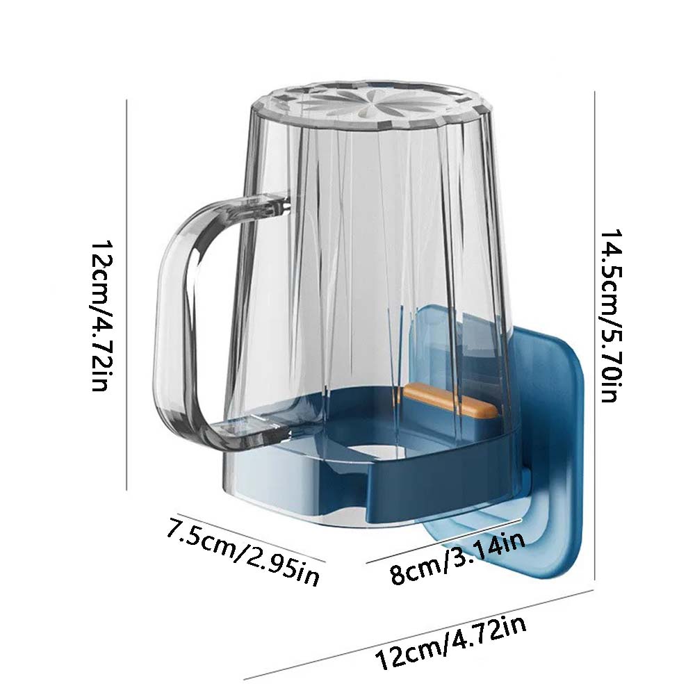 

1 шт. Пластиковый держатель для зубных щеток без сверления, включает стакан для полоскания рта, настенный держатель для полоскания рта для использования в ванной комнате синий