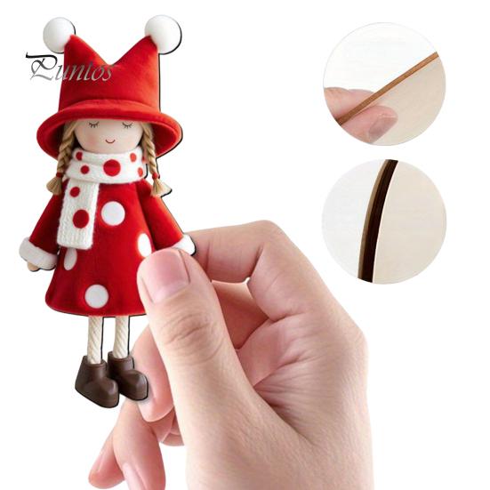 Customized Pendant Gifts Red And White Doll Hanging Pendants for Christmas Tree, Decorative Wooden Girls Holiday Home Decor Ornament, Seasonal
