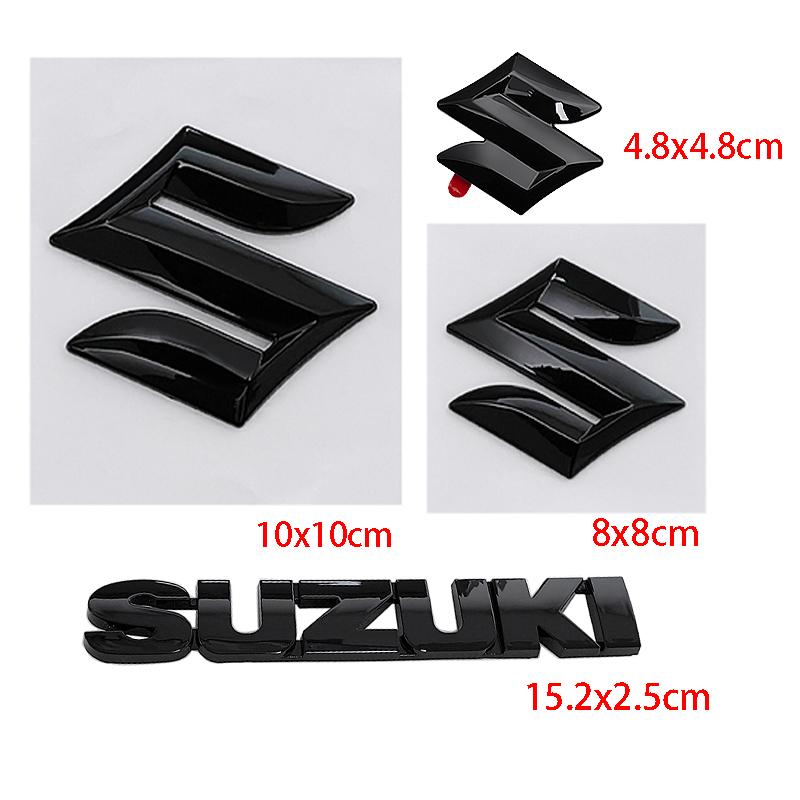 Car Logo 2/3/4/5pcs ABS Glossy Black Replaced Front Rear Badge Sticker for SUZUKI Swift Steering Wheel Center Emblem Trunk Decal