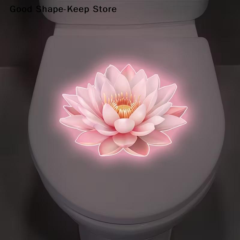Glow-in-the-Dark Flower Toilet Sticker Home Decor Stickers Self-Adhesive Removable Bathroom Decal Lotus Mandala Wall Sticker