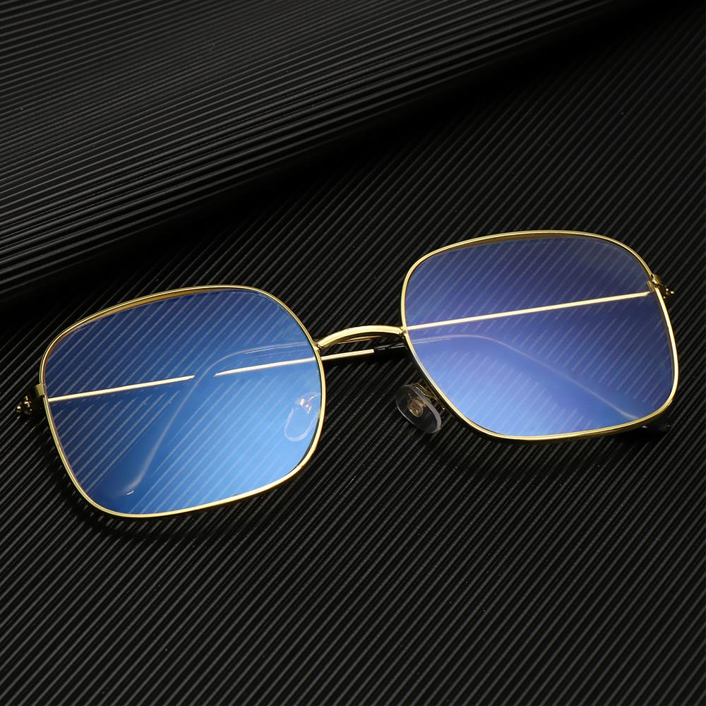 Anti-UV Metal Frame Eyewear Vintage Square Glasses Oversized Eyeglasses Anti Blue Light Glasses