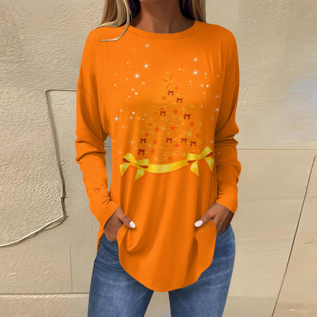Women's Loose Comfortable Casual Fashion V-Neck Christmas Print Long Sleeve Hoodie