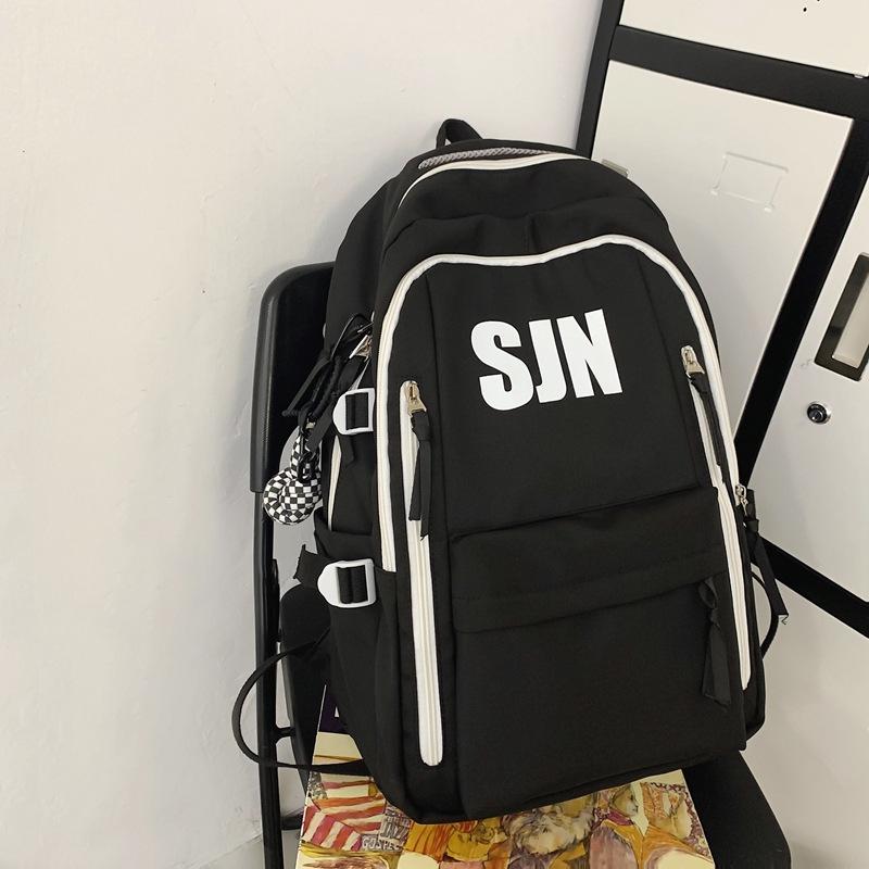 Schoolbag1011 New Double Shoulder Back Large Capacity Male and Female Student Design Double Shoulder Back School Bag Simple Middle and High School