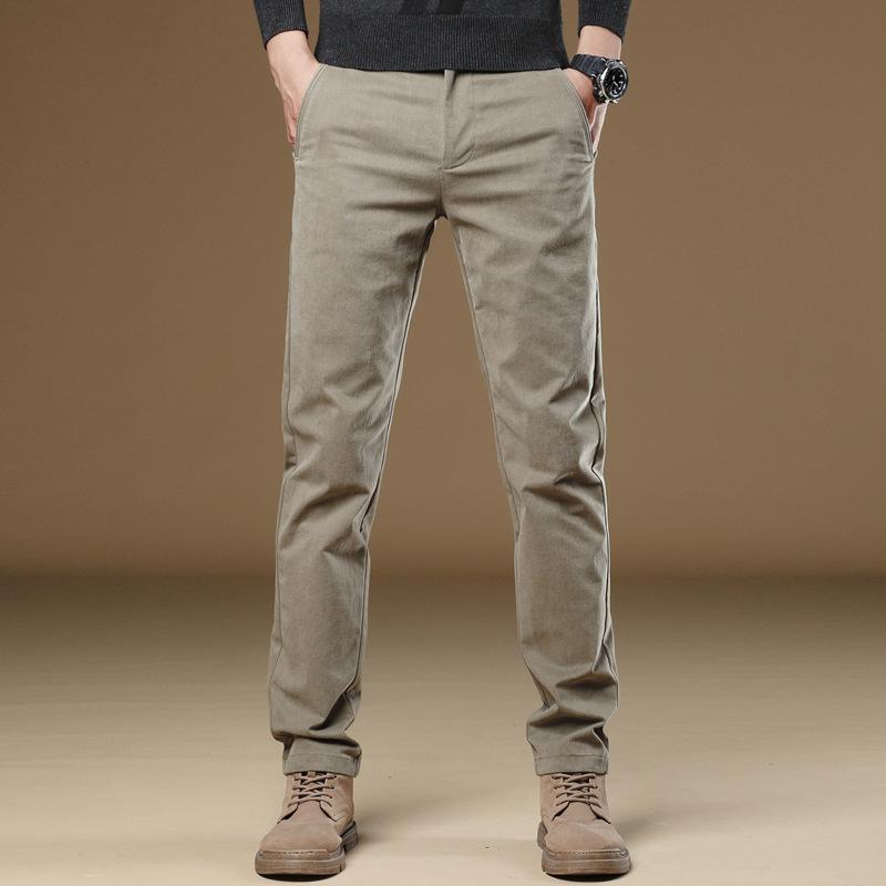 2024 Spring And Autumn Winter New High End Men'S Plush/Thin Casual Pants Slim Fit Straight Tube Versatile Business Suit Long Pants