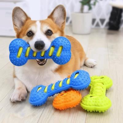 Training Puppy Toy Bite-resistant Dog Chew Toy Sounding Durable Teeth Cleaning Toy Bone Shape Dog Molar Rod Teeth Cleaning