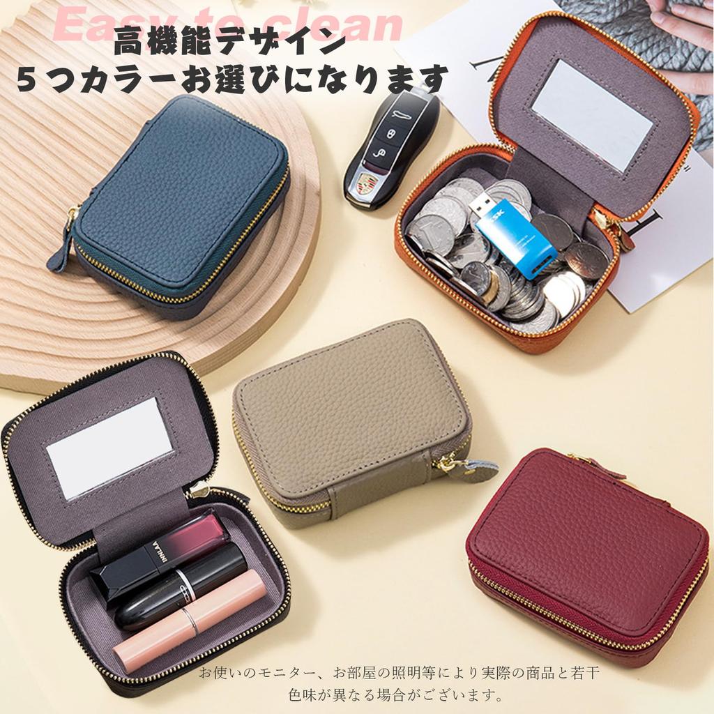 Ganve Genuine Leather Lipstick Case with Mirror, Cowhide Leather Mini Lipstick Case, Compact Accessory Case, Travel Makeup Pouch, Portable Small