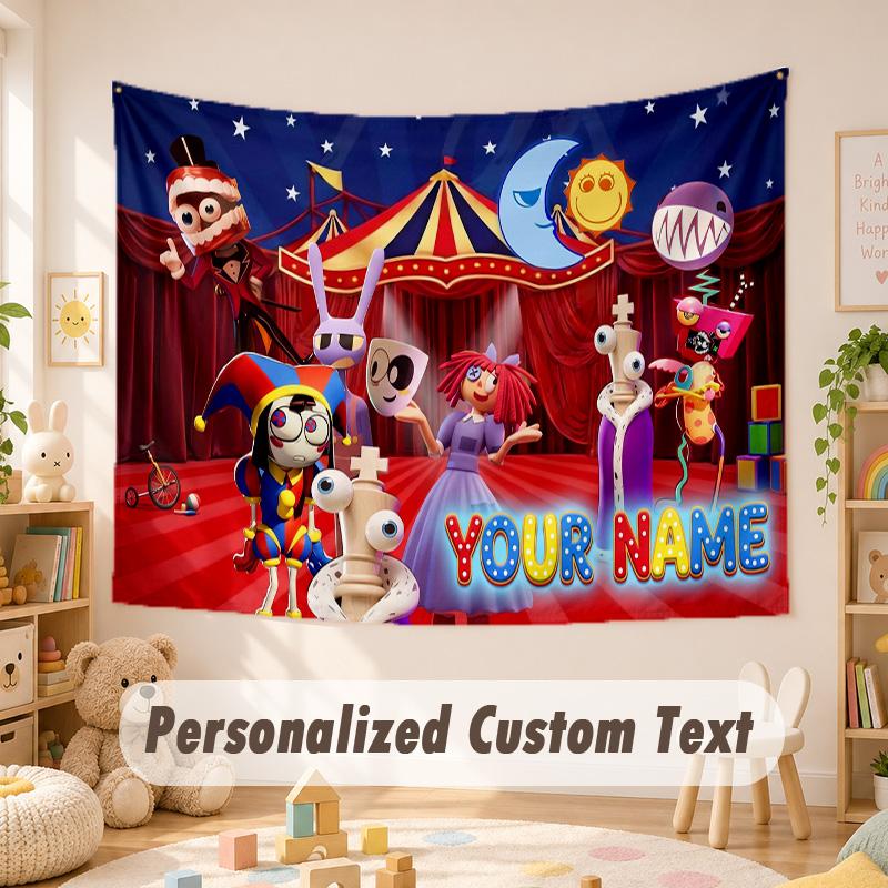 Custom Name Text Tapestry,The Amazing Digital Circus Boho Wall Hanging, Decorative Backdrop Tapestry For Room