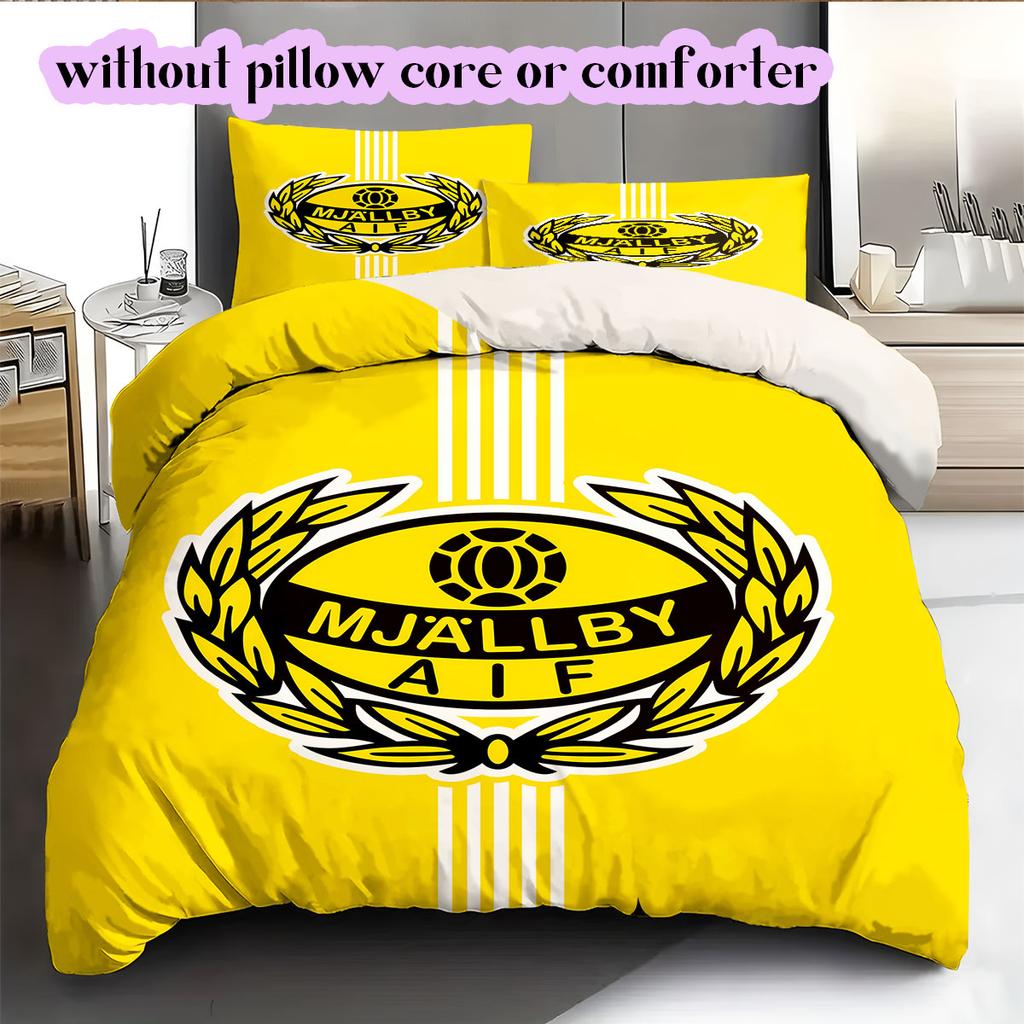 Mjällby AIF football Pattern Bedding,Quilt Set Quilt Cover Pillowcase Home Birthday Gift (1*duvet cover+2*pillowcase,without core)