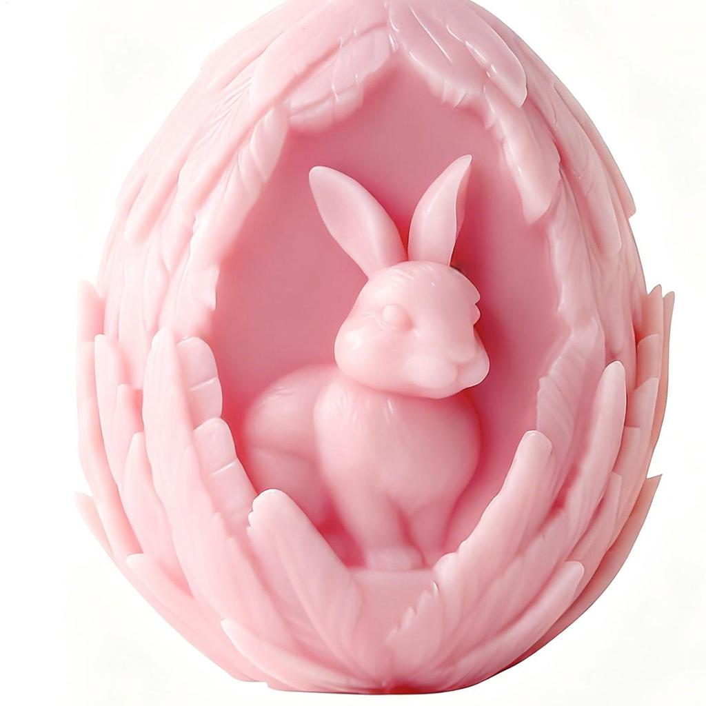 Easter Egg Silicone Mold Reusable Easy Release Easter Bunny Egg Candle Molds for Wax Plaster Soap Arts & Crafts Home Decor Party