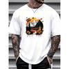 European Sizes Men's Retro Mountain & Cassette Tape Graphic T-Shirt - Cotton Round Neck Casual Shirt Suitable for Outdoors
