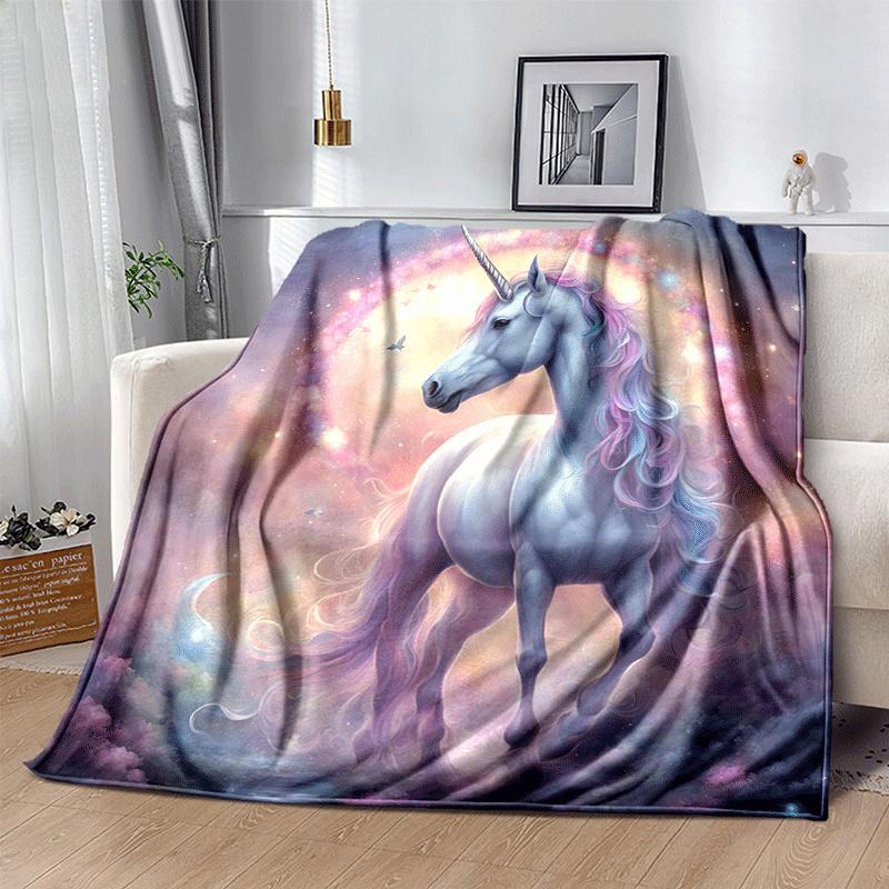 1pc Horse Printing Lightweight Flannel Blanket, Comfortable and Warm Blanket, for Camping Sofa Bed and Couch Office, Gift