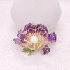 Elegant Chinese Style Enamel Peony Brooch For Women Girls Delicate Pink Blue Purple Flower Pearl Brooch Pins Party Jewelry Gifts