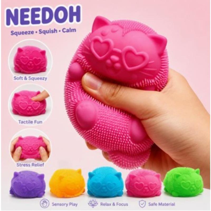NeeDoh Fuzz Ball Katzen-Serie Schreibtischdekoration Stressabbau-Spielzeug Lustiger Weicher Druckball