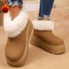Fashionable Thick Soled Velvet Anti Slip Walking Boots for Winter New Round Toe Comfortable Casual Warm Snow Boots for Women
