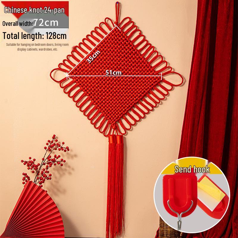 Chinese Knot Red String Braided Cord - Traditional Feng Shui Decor for Living Room, Autumn, and National Day Festivals