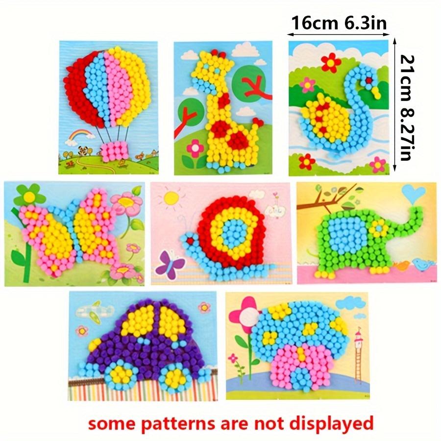 2pcs 16x21cm Colorful Pom-Pom Painting Animal Transportation DIY Art Decor Handmade Craft Painting Supplies Unique Birthday JXB