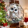 Acryl Weiße Eule Sonnenfänger Glasmalerei-Effekt Fensterhänge-Ornament Eulenliebhaber Weihnachtsgeschenke