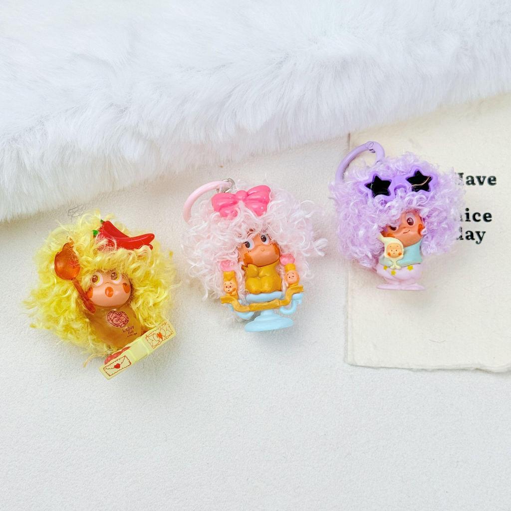 Custom Curly Hair Doll Keychain - Backpack Pendant & Phone Case Charm