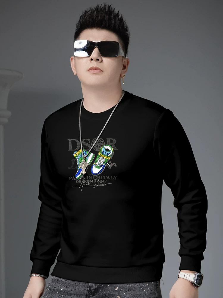 

European Style 2025 Autumn New Pullover Long-Sleeve Top Men s Trendy Brand Letter Print Casual Crew Neck Men s Sweatshirt 3XL белый