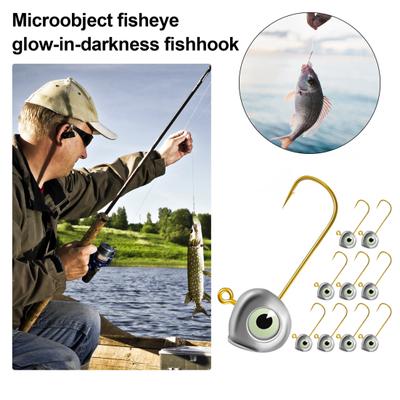 10Pcs/Set 2/3/5/7G 3D Eyes Fishhook Heavy Duty Metal Barbed Jig Head Hook Freshwater