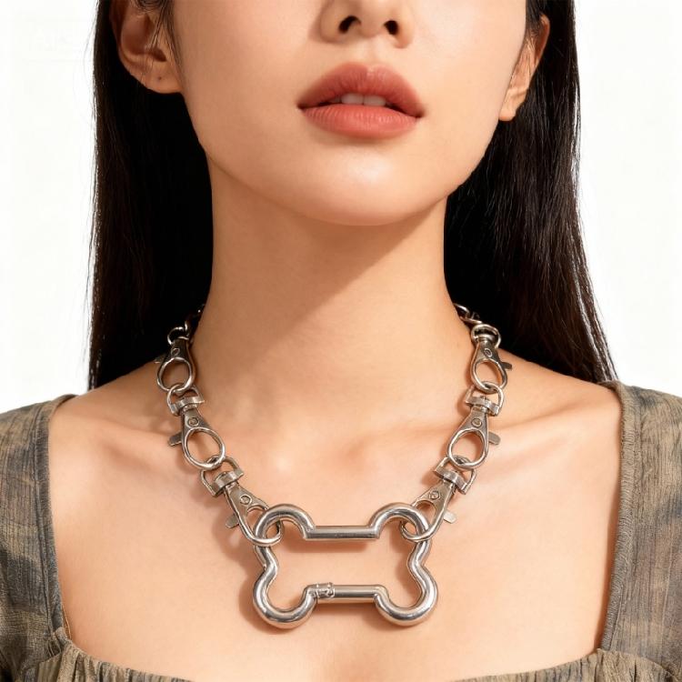 Bone Inspired Clasp Necklace Smooth Alloy Finish Clavicle Chain Multipurpose Jewelry Gift For Fashion Enthusiasts