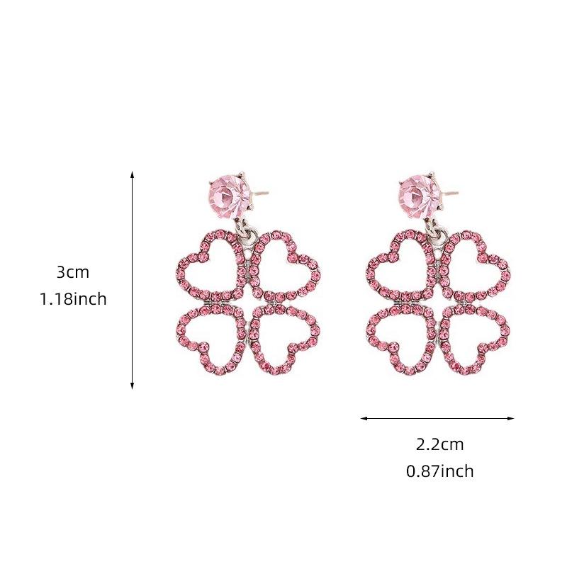 

Heart & Clover Cross-Border Style Earrings for Women - Cute Niche Design розовый