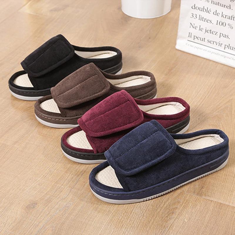 Men Women's Diabetic Slippers Adjustable Swollen Feet Slippers Open Toe with Rubber Sole for Indoor Outdoor