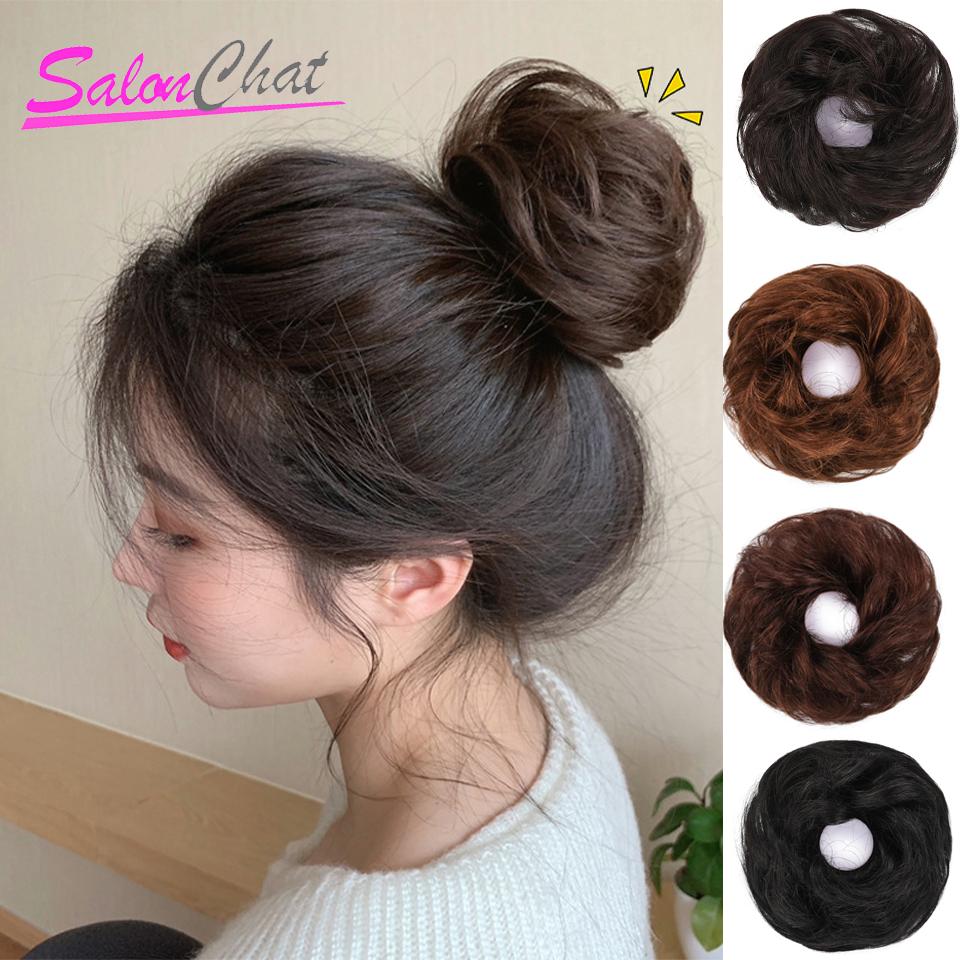 

Эластичные вьющиеся человеческие волосы Шиньоны Черно-коричневые натуральные волосы Пучок Наращивание волос