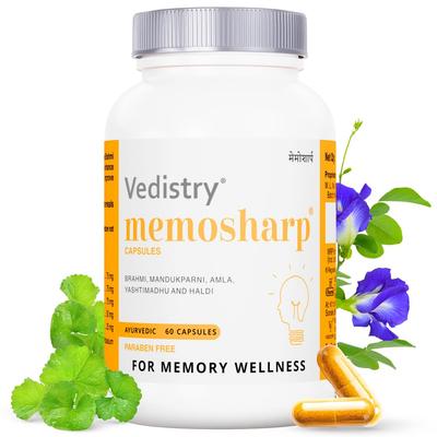 Vedistry Memosharp Capsules For Focus And Mental Clarity Daily Cognitive Wellness Supplement For Adults 60 Capsules