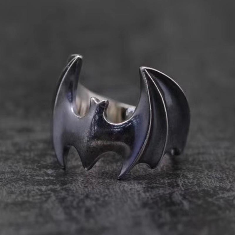 Adjustable Bat Ring Men Women Sterling Vintage Punk Gothic Jewelry Open Band Design