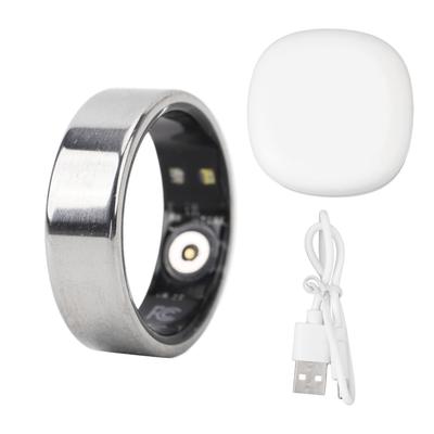 Smart Health Ring with Charging Case Stainless Steel Fitness Finger Ring for Sports and Sleep