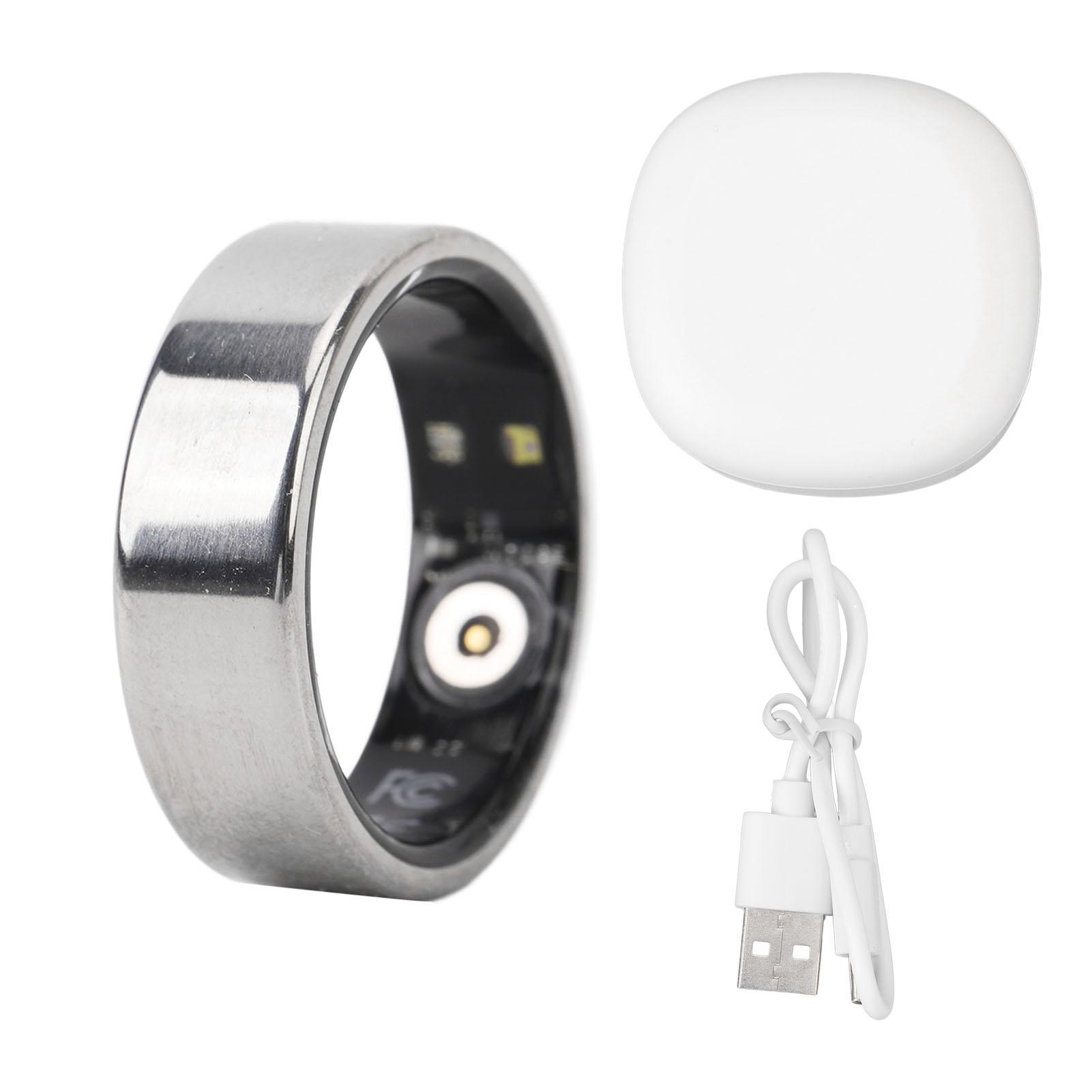 

Smart Health Ring with Charging Case Stainless Steel Fitness Finger Ring for Sports and Sleep