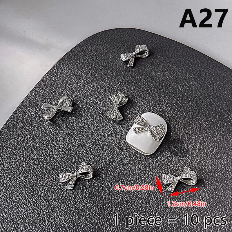 

10 шт. Простые тонкие бантики-галстуки-бабочки Серебристые витые из сплава Украшения для нейл-арта Маникюрные шармы