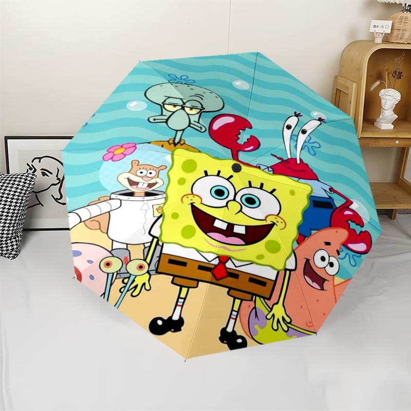 SpongeBob SquarePants Theme Automatic Umbrella, Lightweight & Portable, 8 Rib, Perfect for Outdoor Travel, Birthdays, Christmas, Gifts.