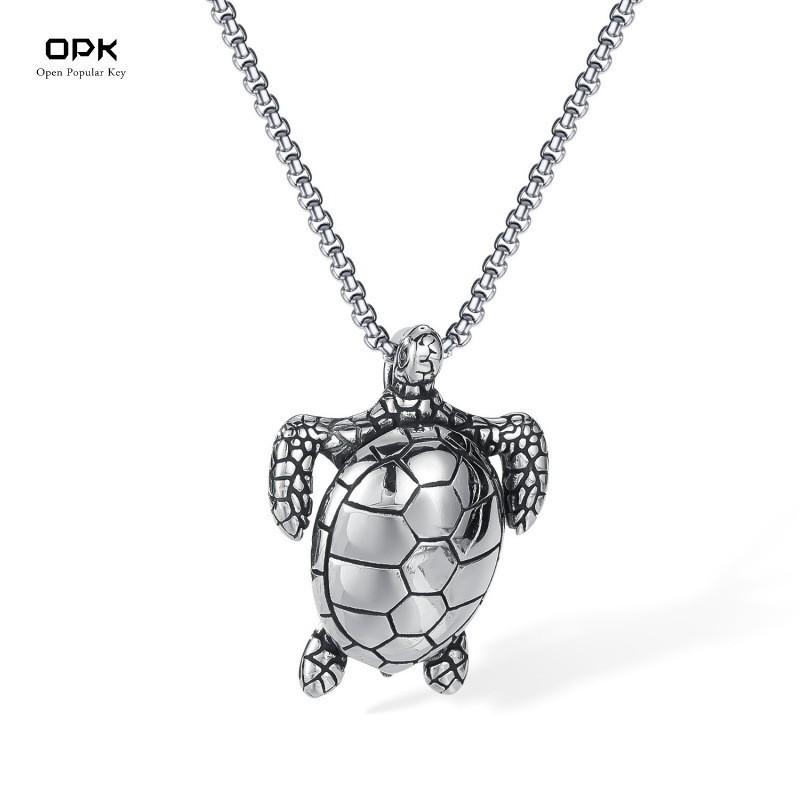 Hip Hop Necklace Men's Stainless Steel Personality Versatile Trendy Flu Turtle Titanium Jewelry