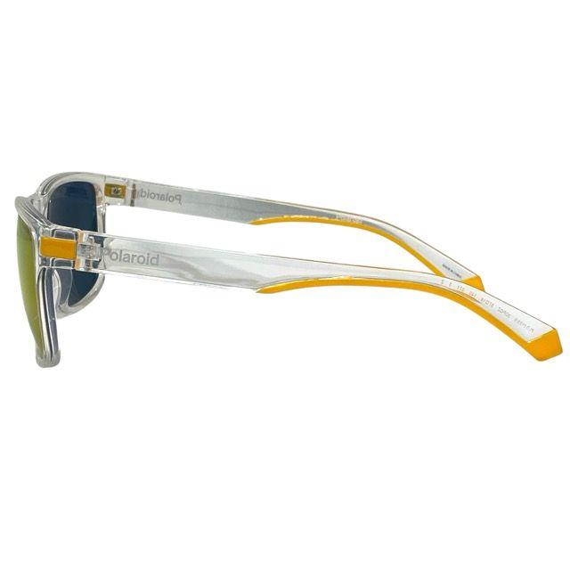 Used Polaroid PLD 2123/S 3DPOZ 140 5716 Sunglasses Eyewear Square Frame Mirror Lens Clear Orange Logo Polaroid