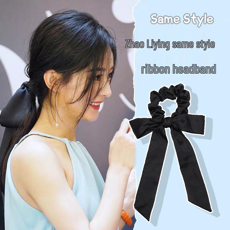 Elegant White Bow Headband with Long Ribbon for Women