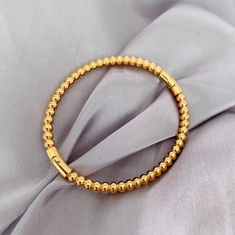 2023 Trendy Titanium Steel Round Bead Bracelet - Non-Fading, Fashionable & Simple Design